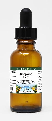 TerraVita Soapwort Hierba Glicerita Extracto Líquido (15) - Sabor Fresa (1 oz, ZIN 523038)