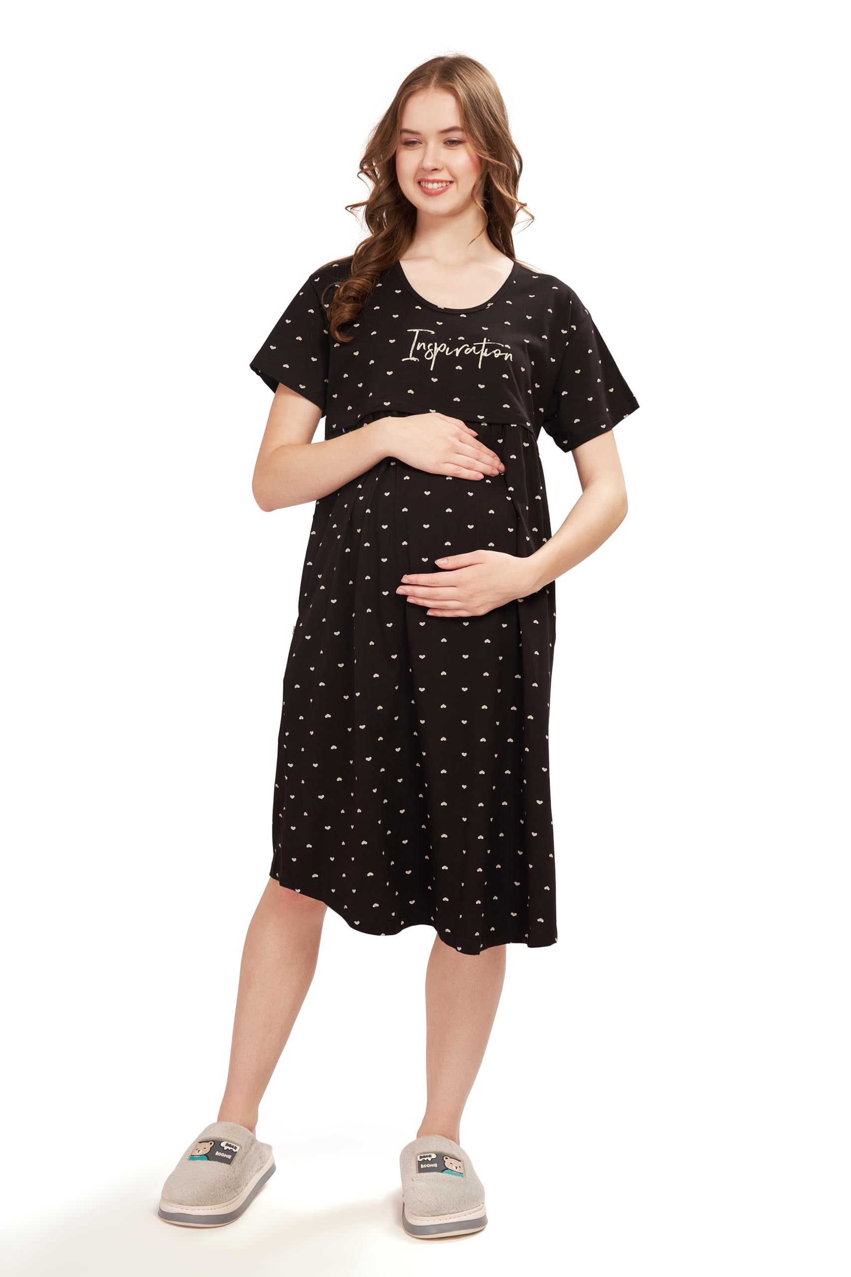 weet Women's Cotton Heart Knee Length Maternity Nighty 9405-picture-22