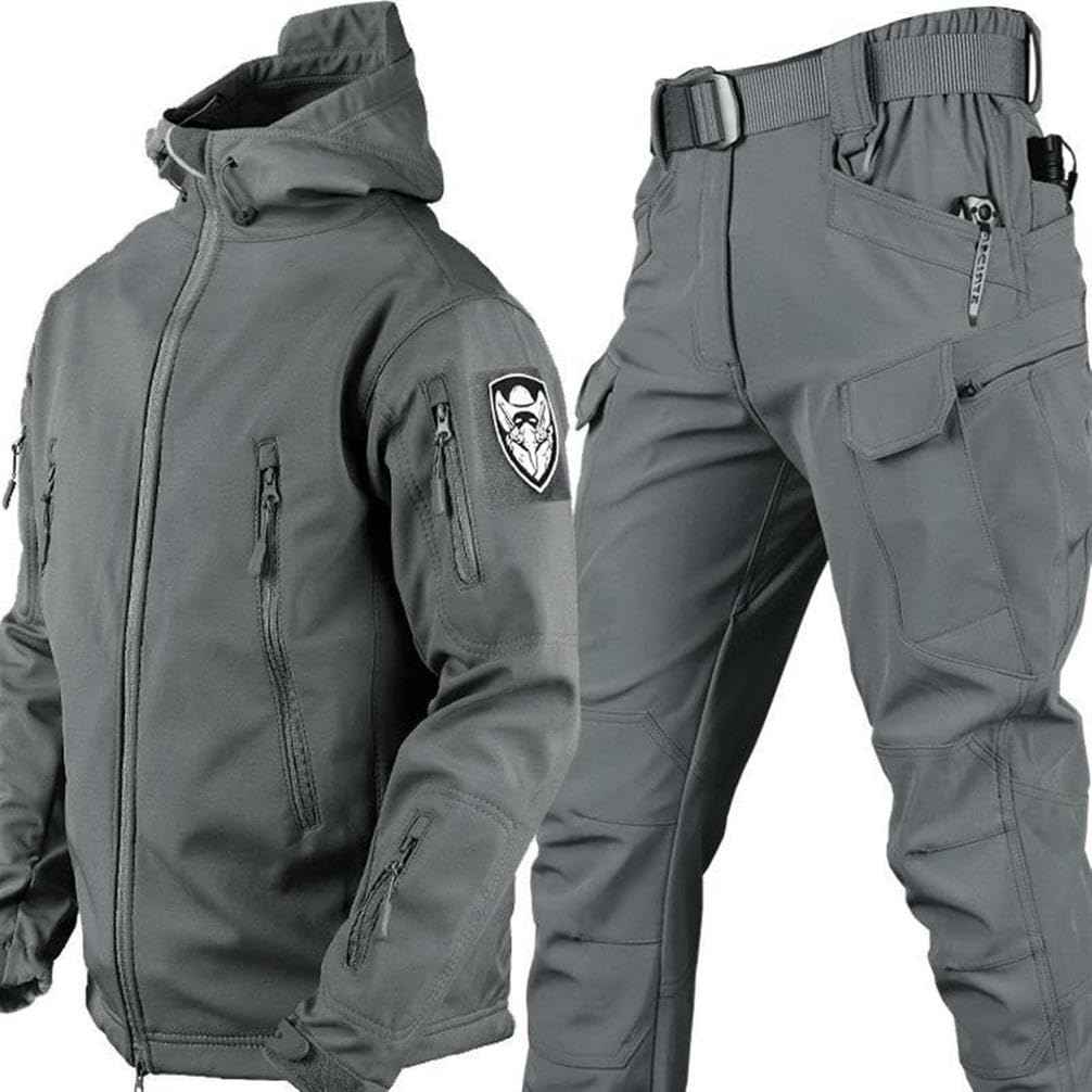 Uniformes TáCticos para Hombres, Conjuntos De Trajes De Combate Militares Impermeables del EjéRcito, Camuflaje Softshell Chaqueta Pantalones Ropa De Caza