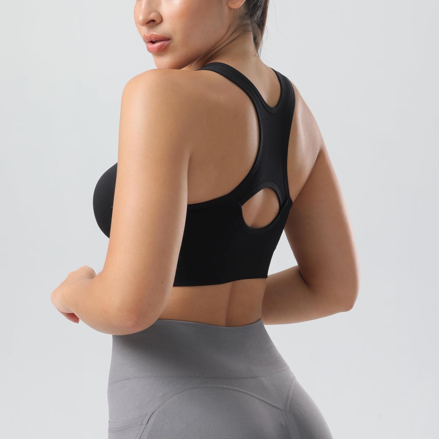 Zip Front Sports Bras for Women-Raceback Medium Support Padded Bra for Workout Yoga Gym Running - Image 3