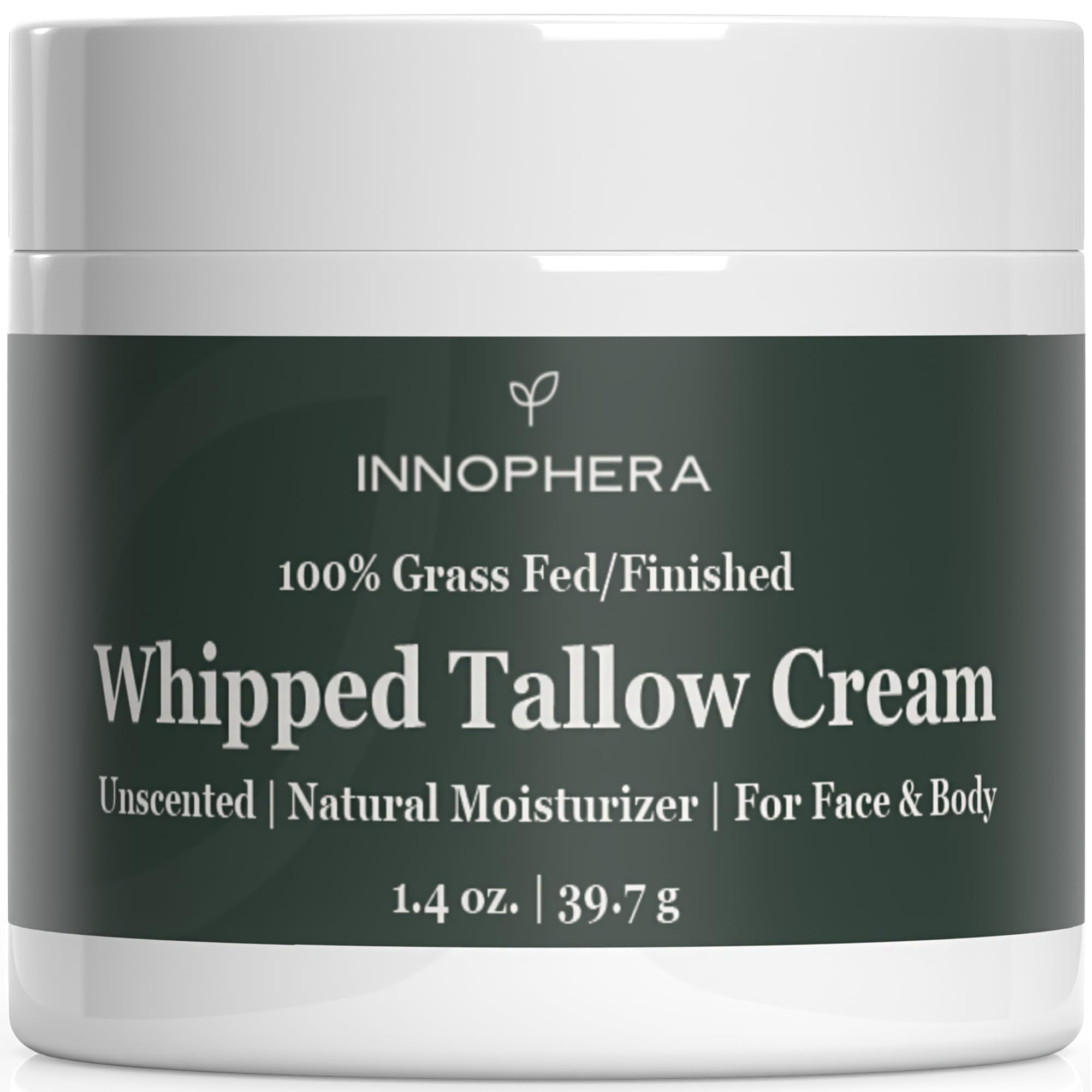 Whipped Beef Tallow Cream for Skin Care ‒ Grass Fed & Grass Finished ‒ 100% Natural Moisturizer for Sensitive Skin ‒ Handmade Face & Body Lotion ‒ Unscented & Odorless ‒ 1.4 oz.