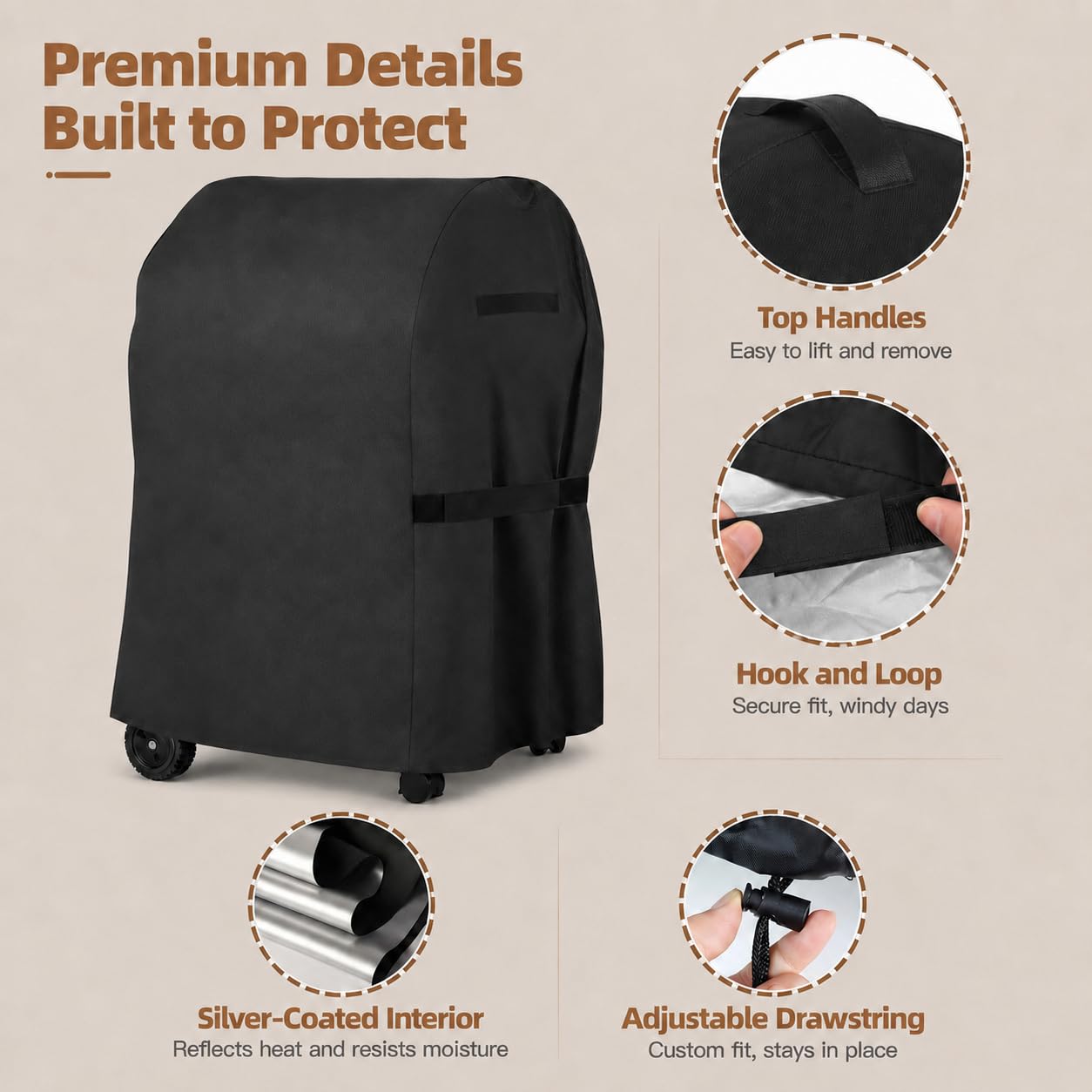 Funda Barbacoa para Weber Spirit E-425 2025 2026+, Cubierta Protectora Parrilla Gas, Terraza Jardín Exterior Impermeable Antiviento Protección UV