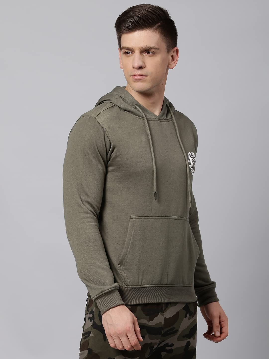 Dennis Lingo Męska bluza z kapturem Polycotton z kapturem z pełnym rękawem o regularnym kroju męska zimowa odzież codzienna (oliwkowa, S)