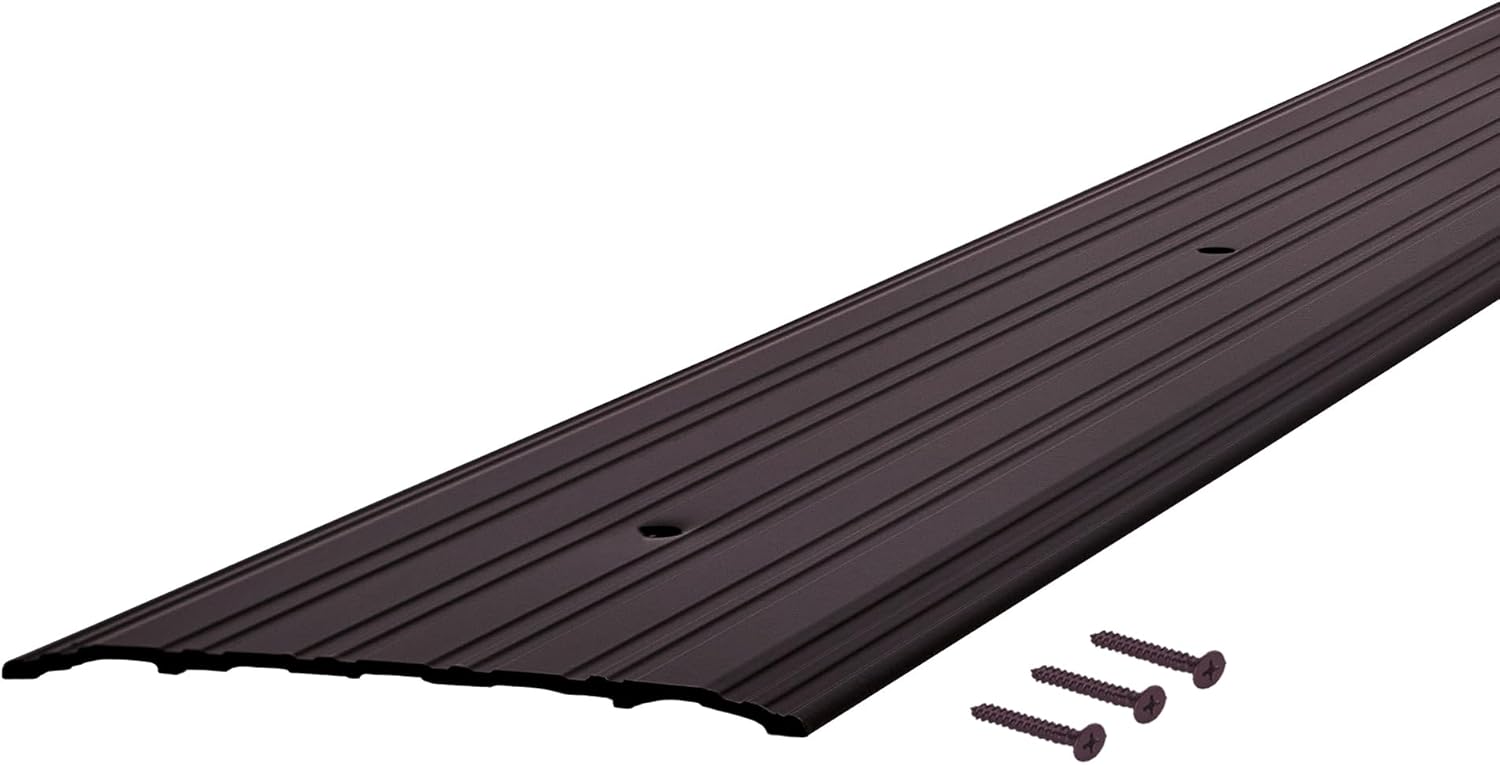 M-D Building Products 69816 Aluminum Commercial Flat-Profile Threshold: Durable and Sleek Entryway Access Solution Draft Protection (6 in. x 1/4 in. x 36 in) (Bronze)