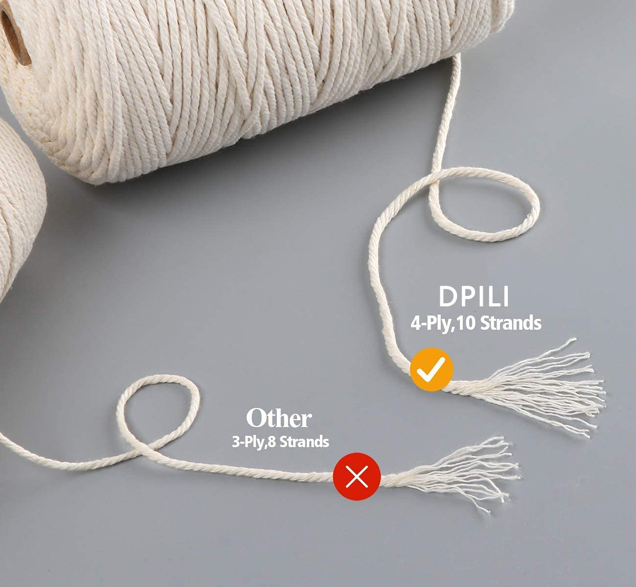 Fil De Coton Naturel, Corde Macramé 3mm Nature, 3mmx100m, Fils