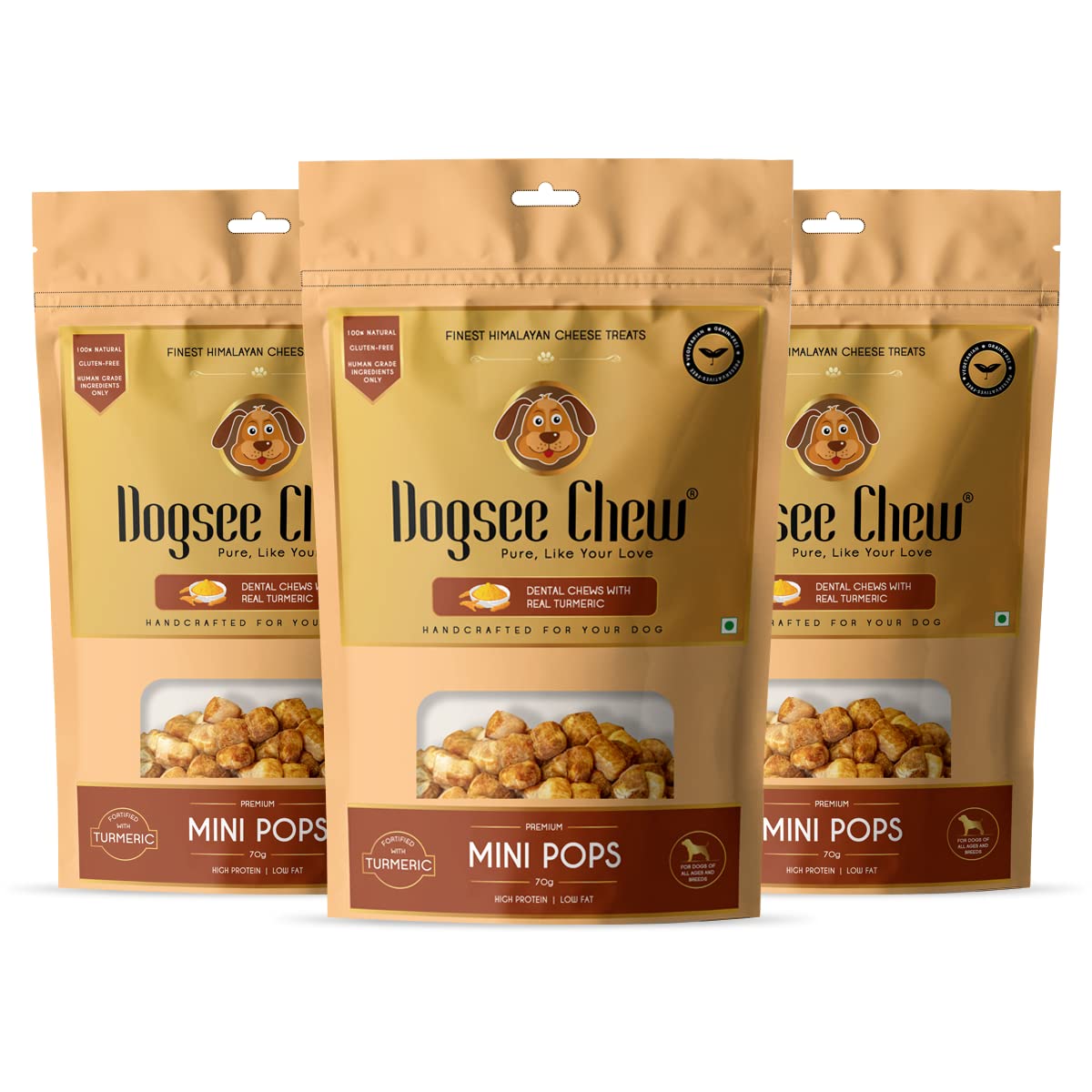 Dogsee Chew Turmeric Mini Pops - 70g (Pack of 3) | Dental Treats | High Protein | Low Fat | Helps Fight Plaque & Tartar | Weight Management | for Dogs & Puppies (B09PFPWGYN) Amazon Price History, Amazon Price Tracker
