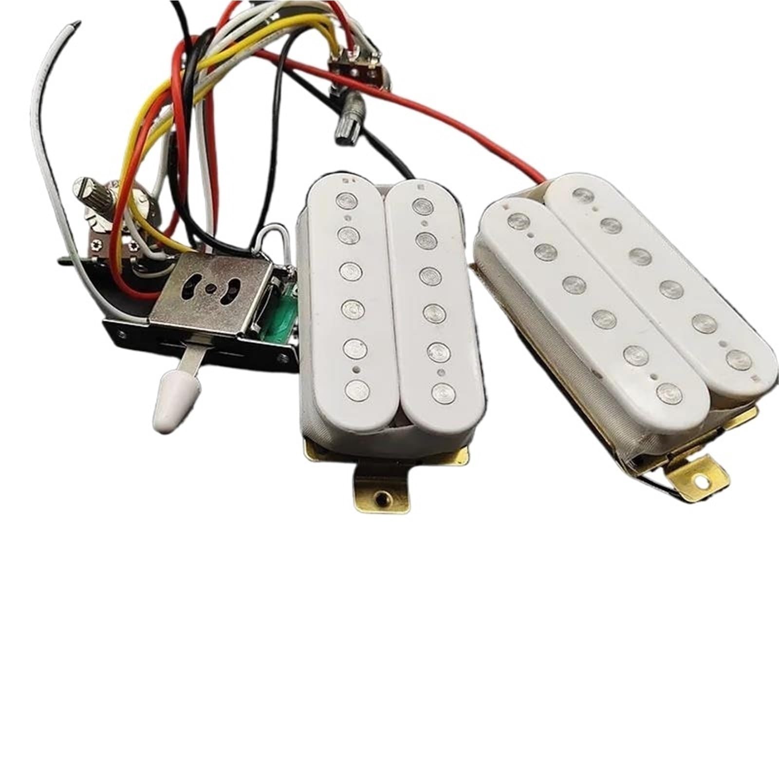 Arnés De Cableado Guitarra Pastillas De Guitarra Interruptor De 3 Vías Potenciómetro De 500 K Arnés De Cableado 1T1V(White)