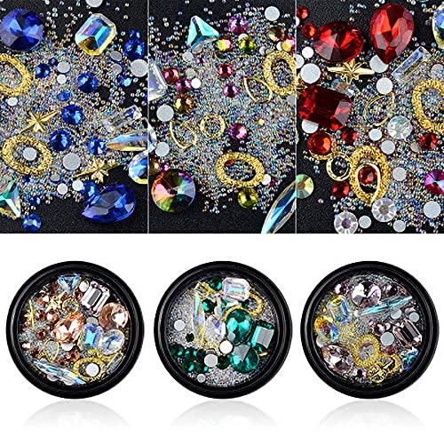 3D Nail Art Nagel Kunst Strass , Nagel Kunst Strass Kristalle Glitter Nagel Perlen Bunte Edelsteine Fingernägel… – Bild 4
