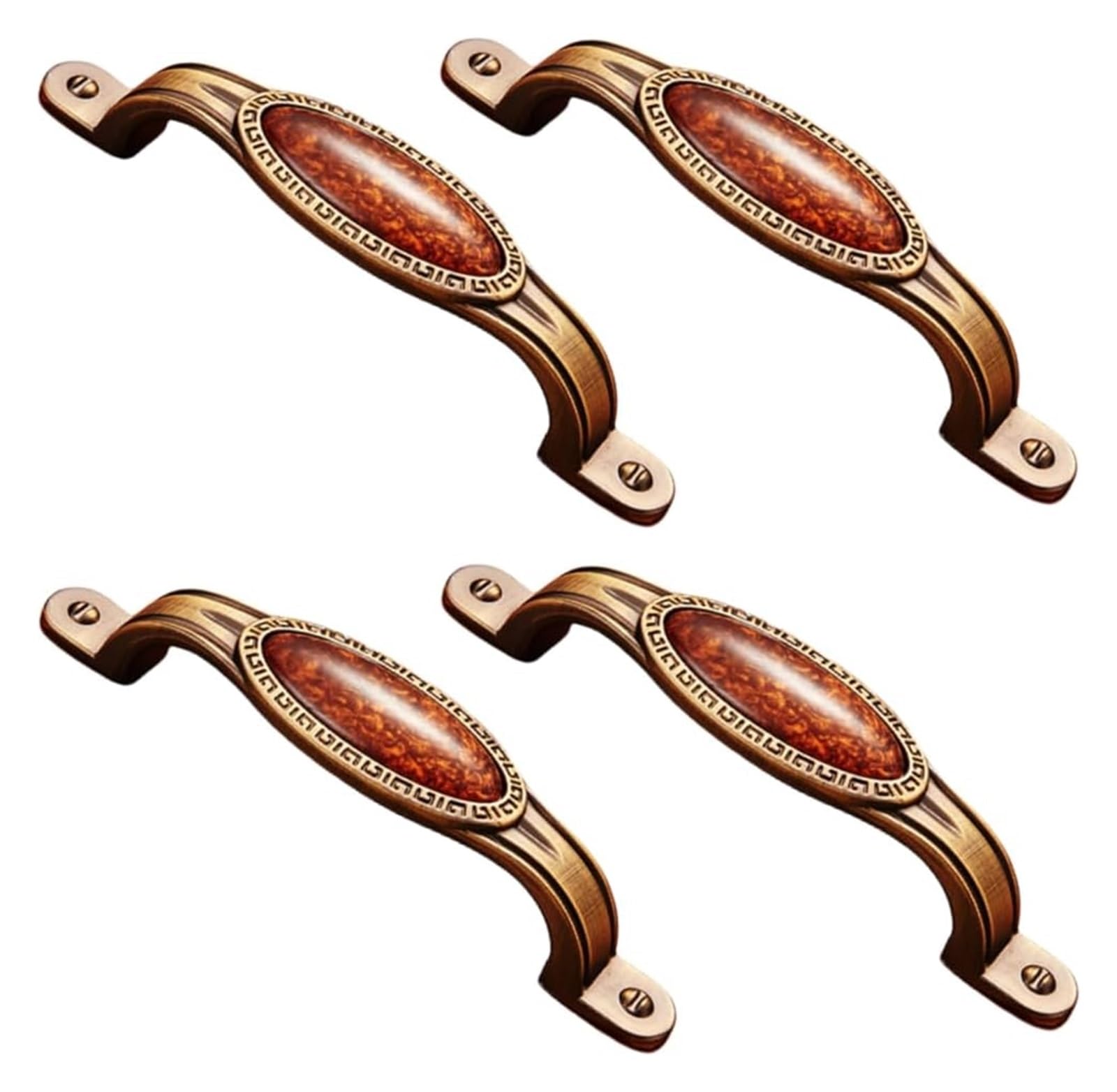 NLQCSXWEP Zinc Alloy Cabinet Bow Handle, Zinc Alloy and Ceramic Cabinet and Drawer Handles Pack of 4 Multicolor(96mm Cat's Eye)
