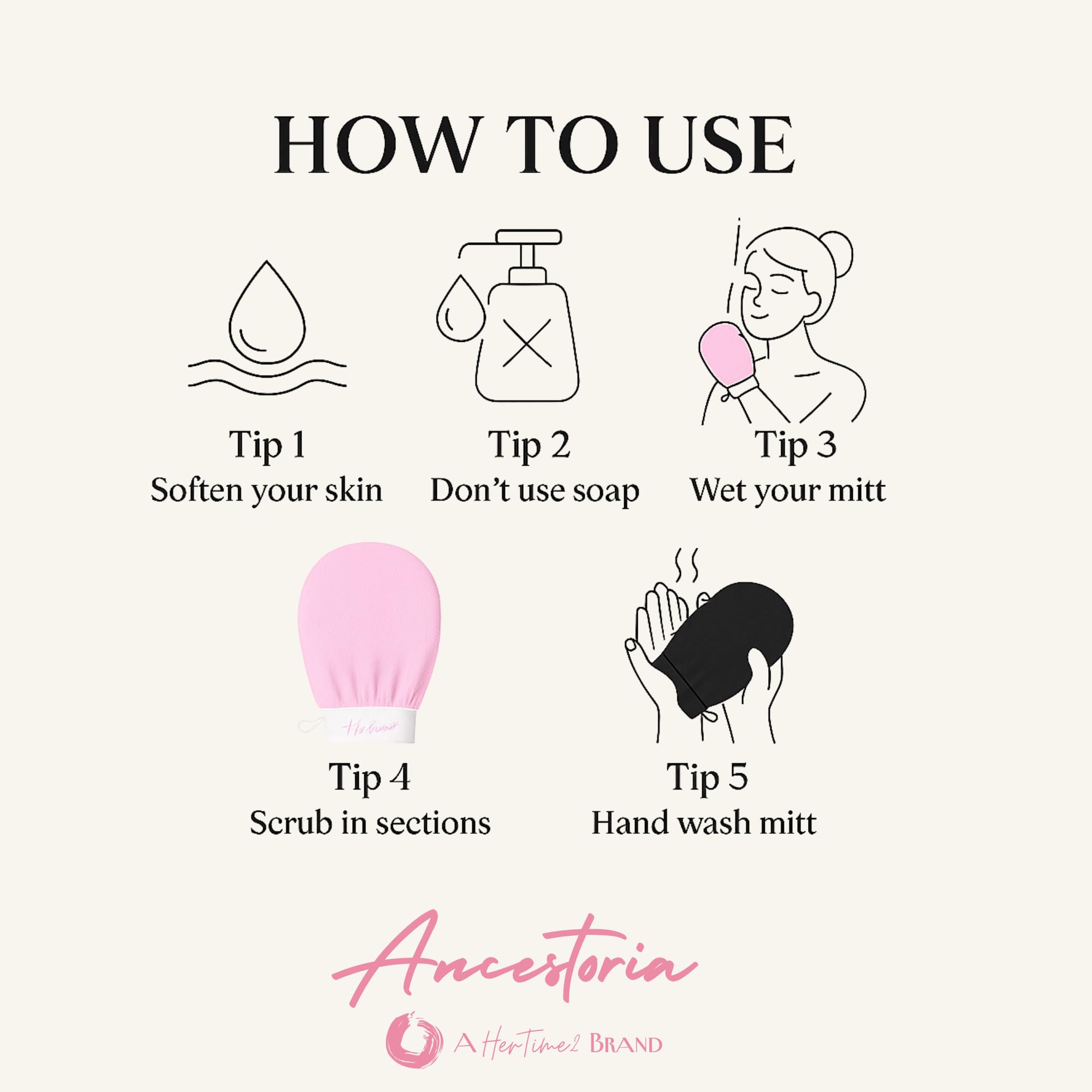 HerTime2 Guantes exfoliantes coreanos, rosa y negro, paquete de 2, guantes de exfoliación profunda, reutilizables y sin productos químicos