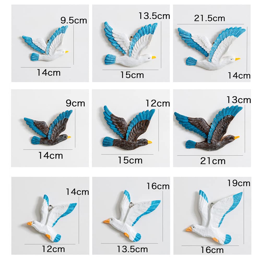 HEALLILY Sculture Da Parete 3D In Resina – Gabbiani In Volo – Set Da 3 Pezzi – Decorazione Nautica Per Spiaggia, Caffè E Soggiorno