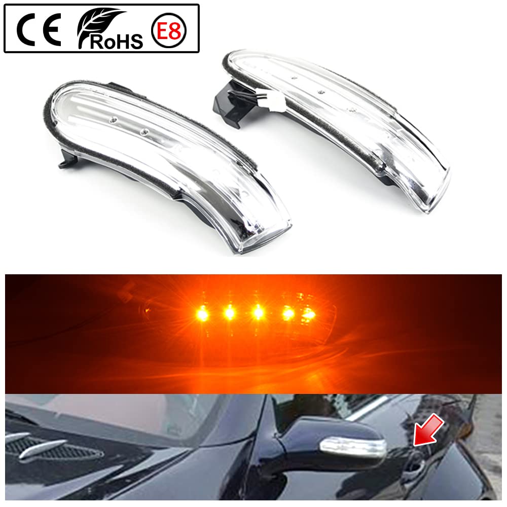 Indicatore di direzione a LED per specchietto laterale per auto, compatibile con Be-nz SLK R171 W171 a 2008.12, SL R230 W230 fino al 2008.04 A1718200421 A1718200321-Crystal White