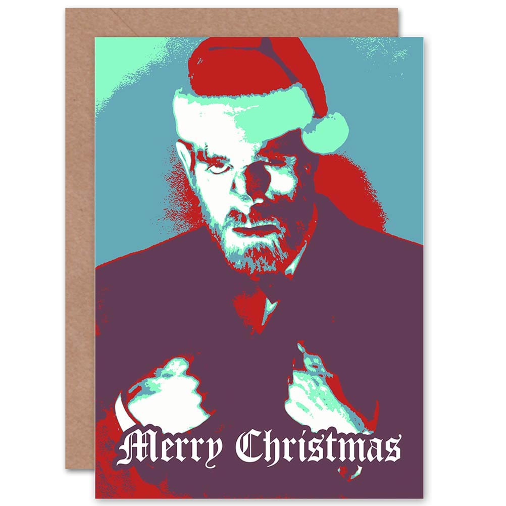 Artery8 Christmas Greeting Card - Karloff Morgan Horror Funny - Blue