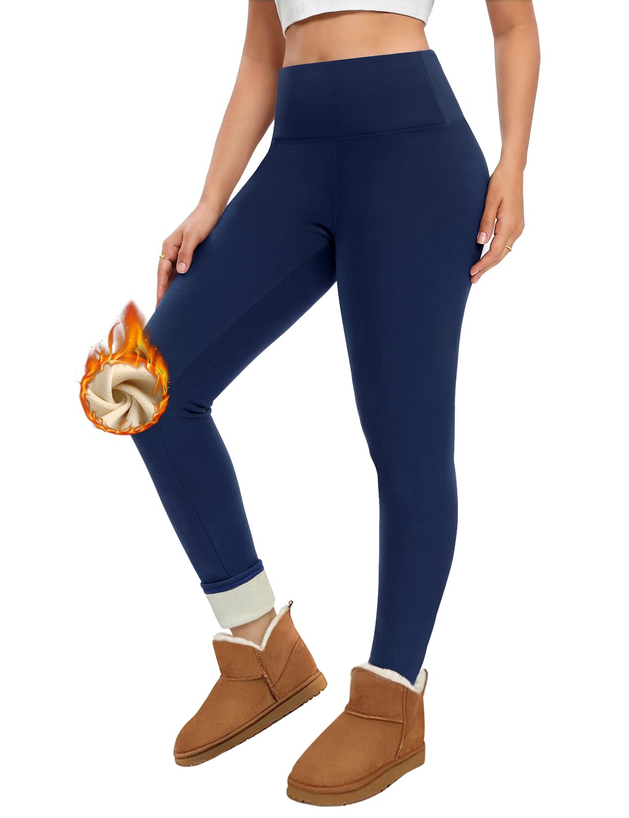 Voqeen Leggins Felpati Donna Leggings Elastici Morbido Invernali Termici Donna Collant Felpati Termiche a Vita Alta