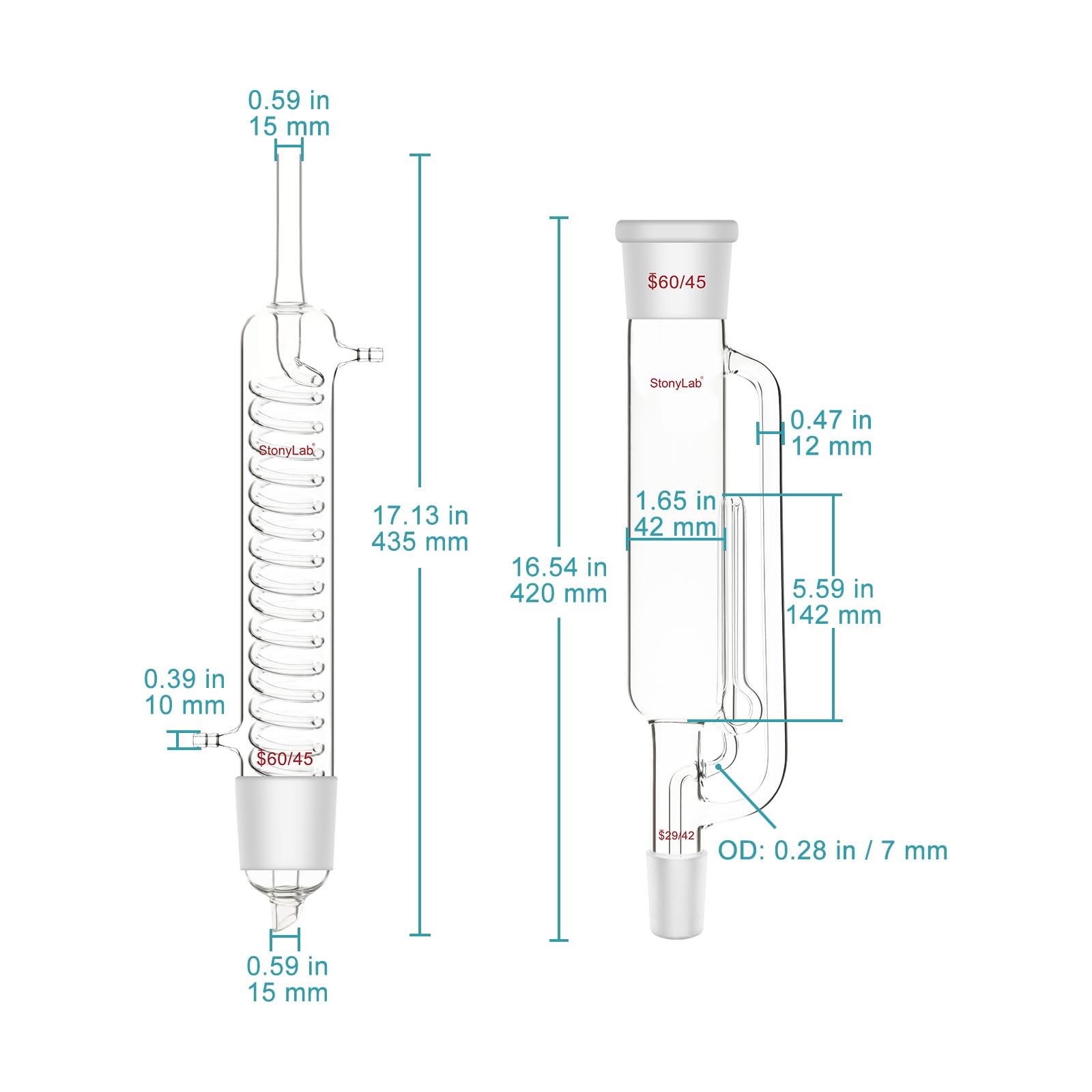 stonylab Kit di Estrazione Soxhlet con Vetro Borosilicato 60/45 Estrattore Soxhlet, Condensatore Graham e Due Palloni a Fondo Piatto 29/42 da 1000 ml per Uso in Laboratorio