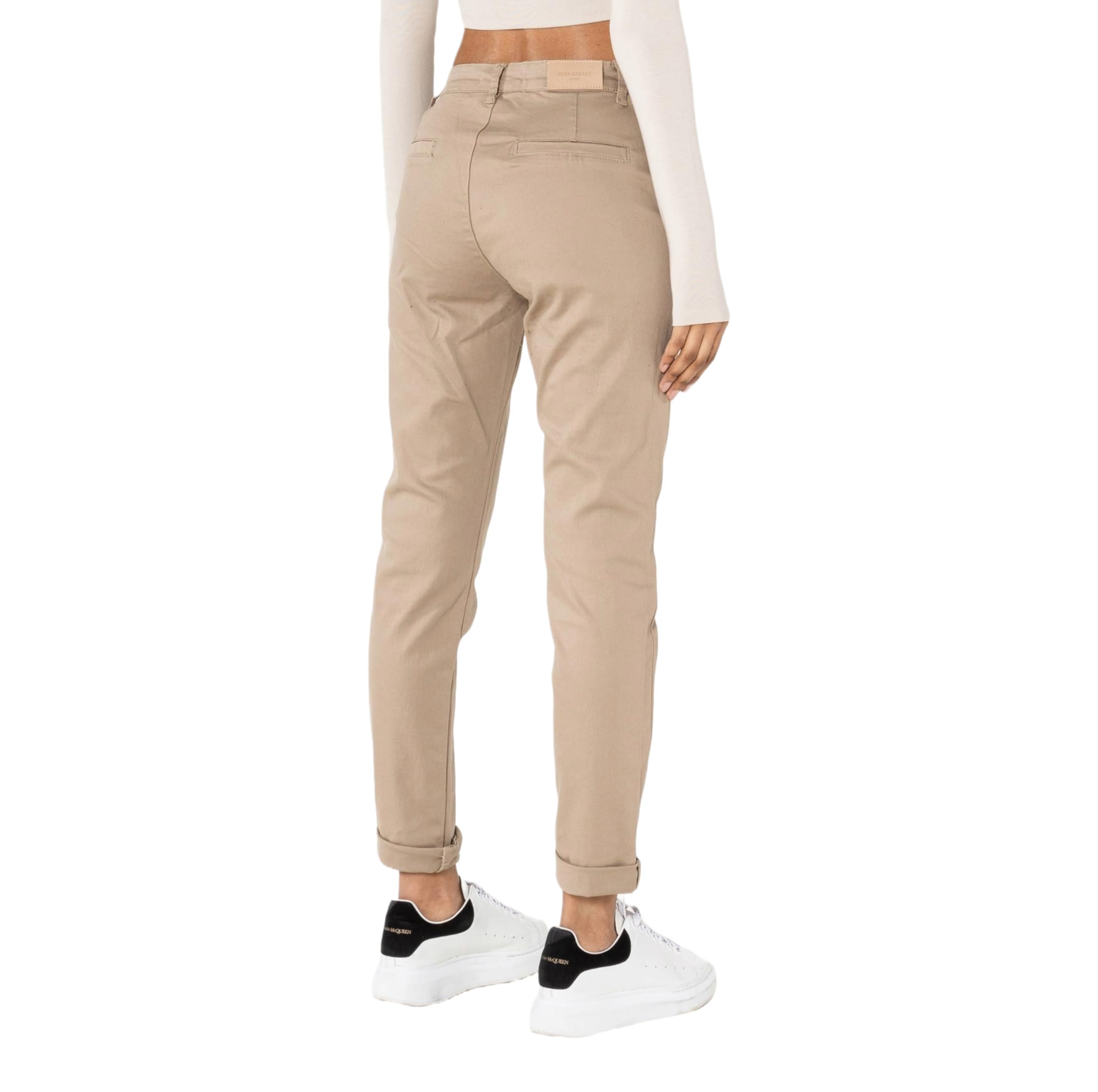 Nina Carter J250 Pantalon Chino pour Femme Confortable Taille Haute Coupe ajustée en Coton Stretch Élégant