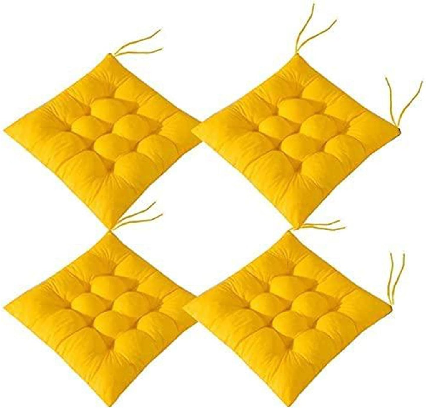 4 PCS Soft Chair Pads, Chair Seat Pads,Chair Cushions Dining Room For Indoor Outdoor Garden Patio Kitchen Office Chairs,Yellow-40x40cm
