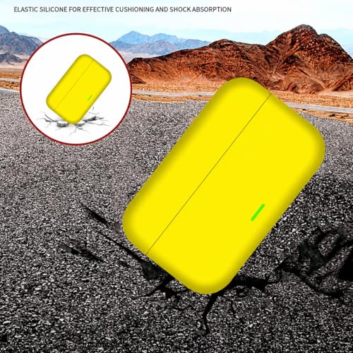 Image of Aniex Silicone Case Cover for realme Buds T500 Pro, Shockproof, Anti-Slip, Dustproof, Scratch Resistant, with Carabiner Hook, Full Body Protection (Yellow)