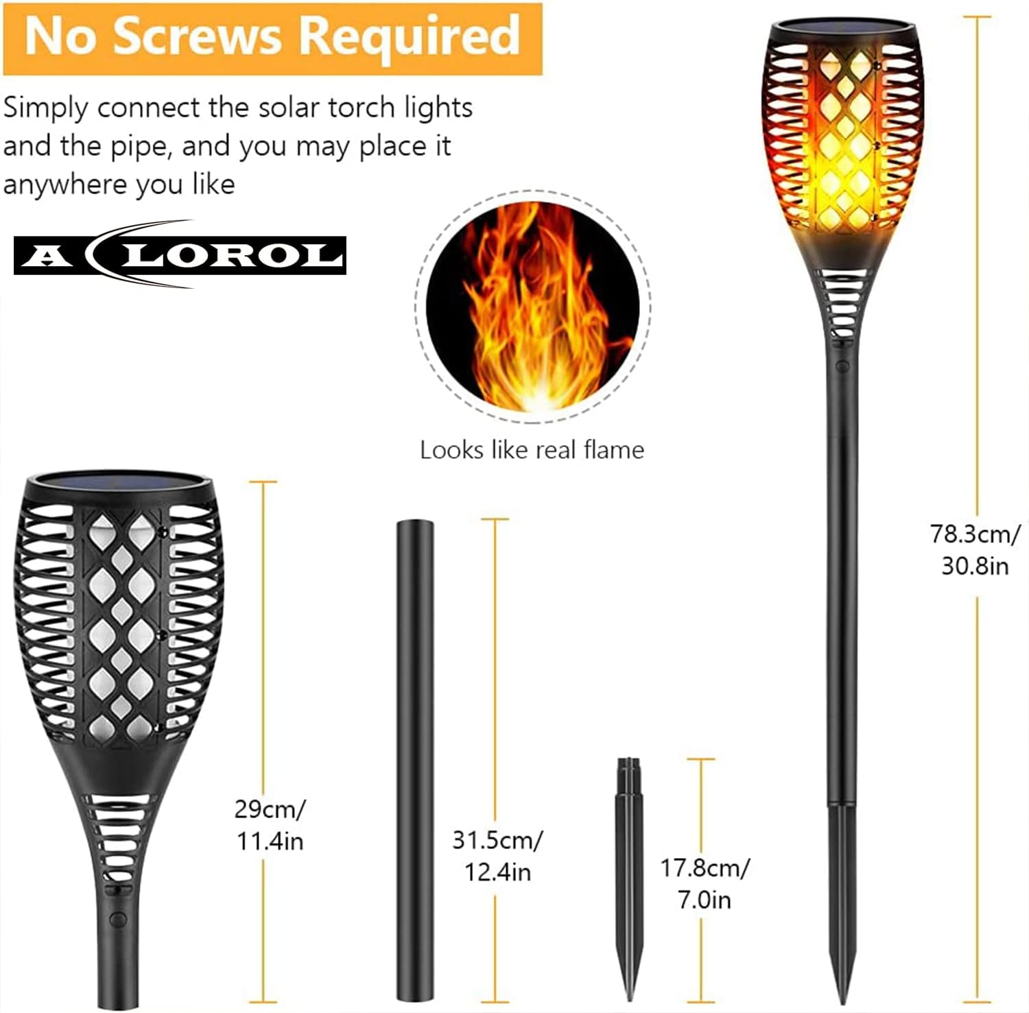Outdoor 99 LED Flickering Flame Tiki Torch Lights, Battery Operated Decorative Landscape Lighting with 3 Lighting Modes, Waterproof Garden Torch Lamp for Patio Yard Pathway Party Decoration, Pack of 4
