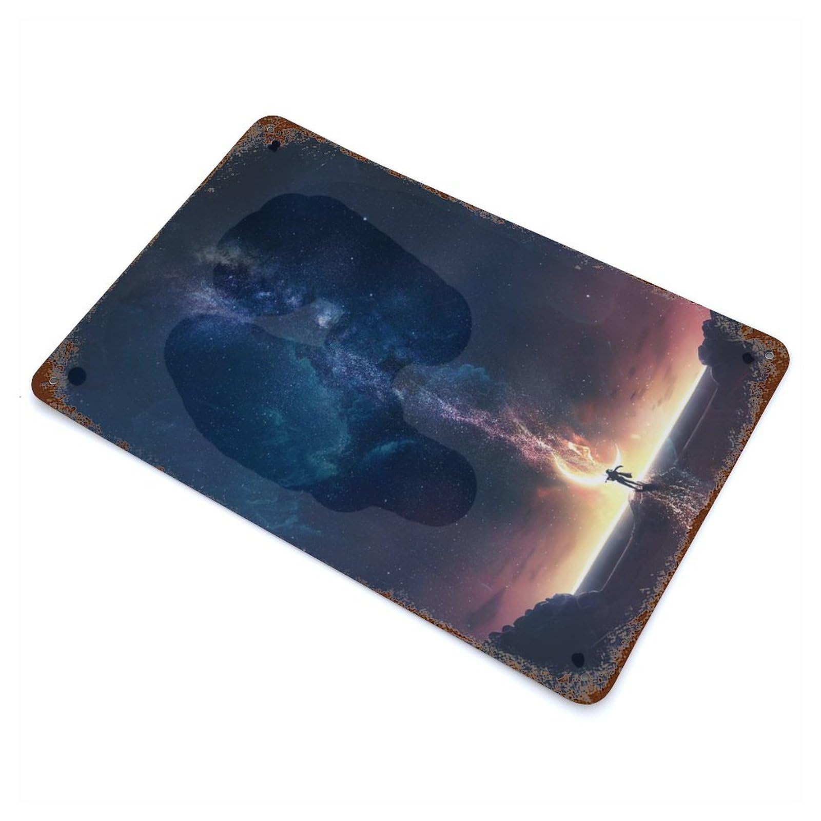 Epic Sunset Violinist Weathered Tin Sign 11.8"x7.9", Novelty Wall Decor for Garage, Pub Or Kitchen