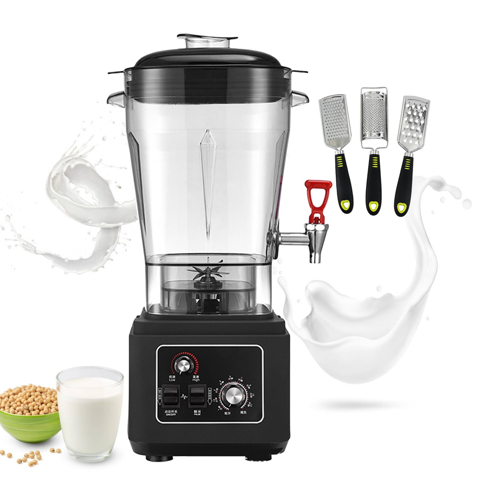 Commercial Blender High-Power Countertop Smoothie Maker Large Capacity 19L 2900W 7 Speeds for Nut Milk and Ice Blending