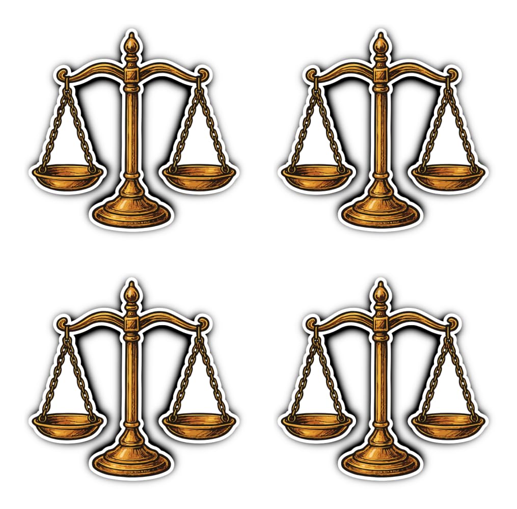 Havati Vibe Sticker. Sticker 75 Mm Pack Of 4 - Scales Of Justice Law Firm Office Decoration