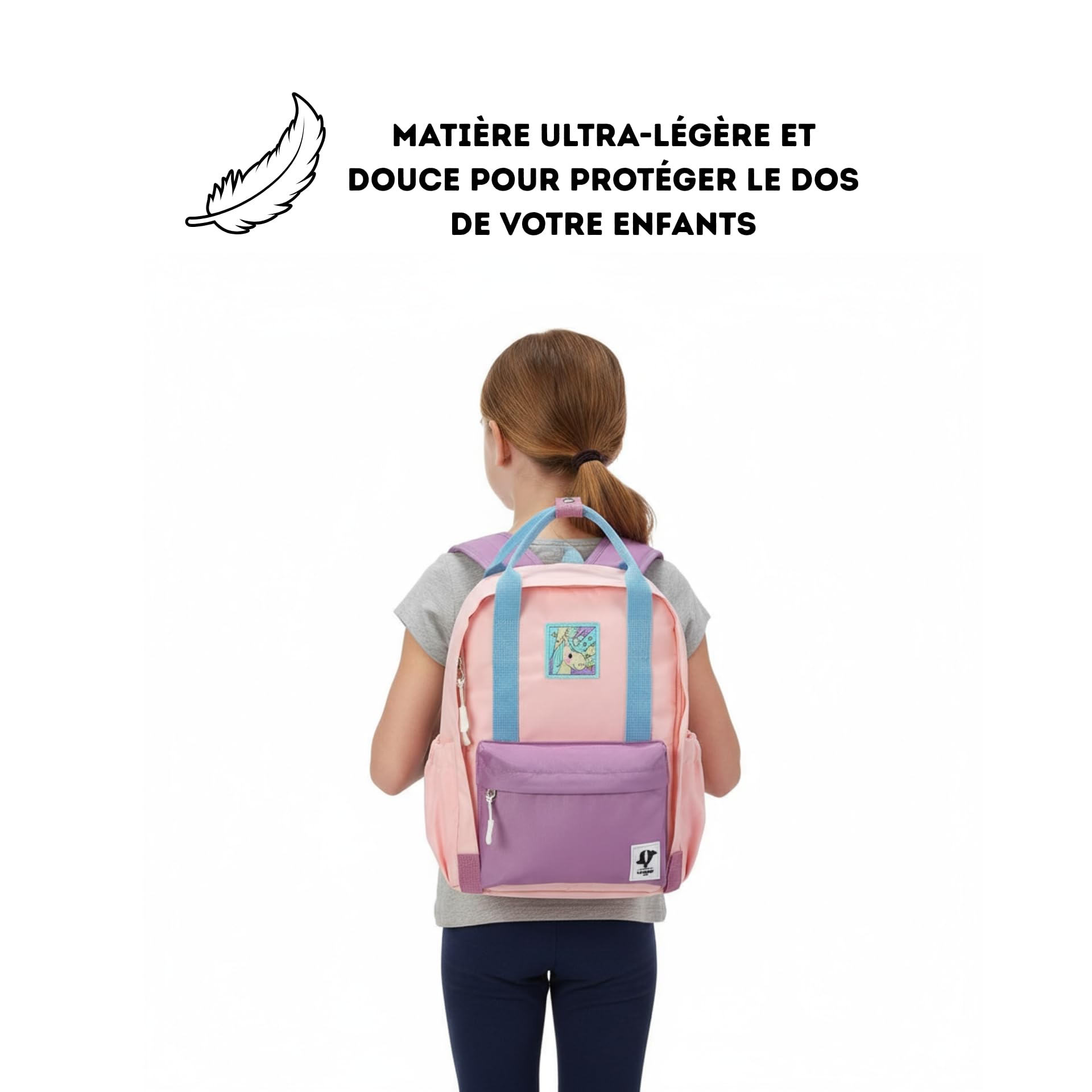 Sac à dos ultra léger et imperméable pour fille garçon de 3 ans à 10 ans, Cartable 10L pour maternelle primaire, Matière écologique sans PFC en Nylon de haute qualité. Conçu pour scolaire et voyage.
