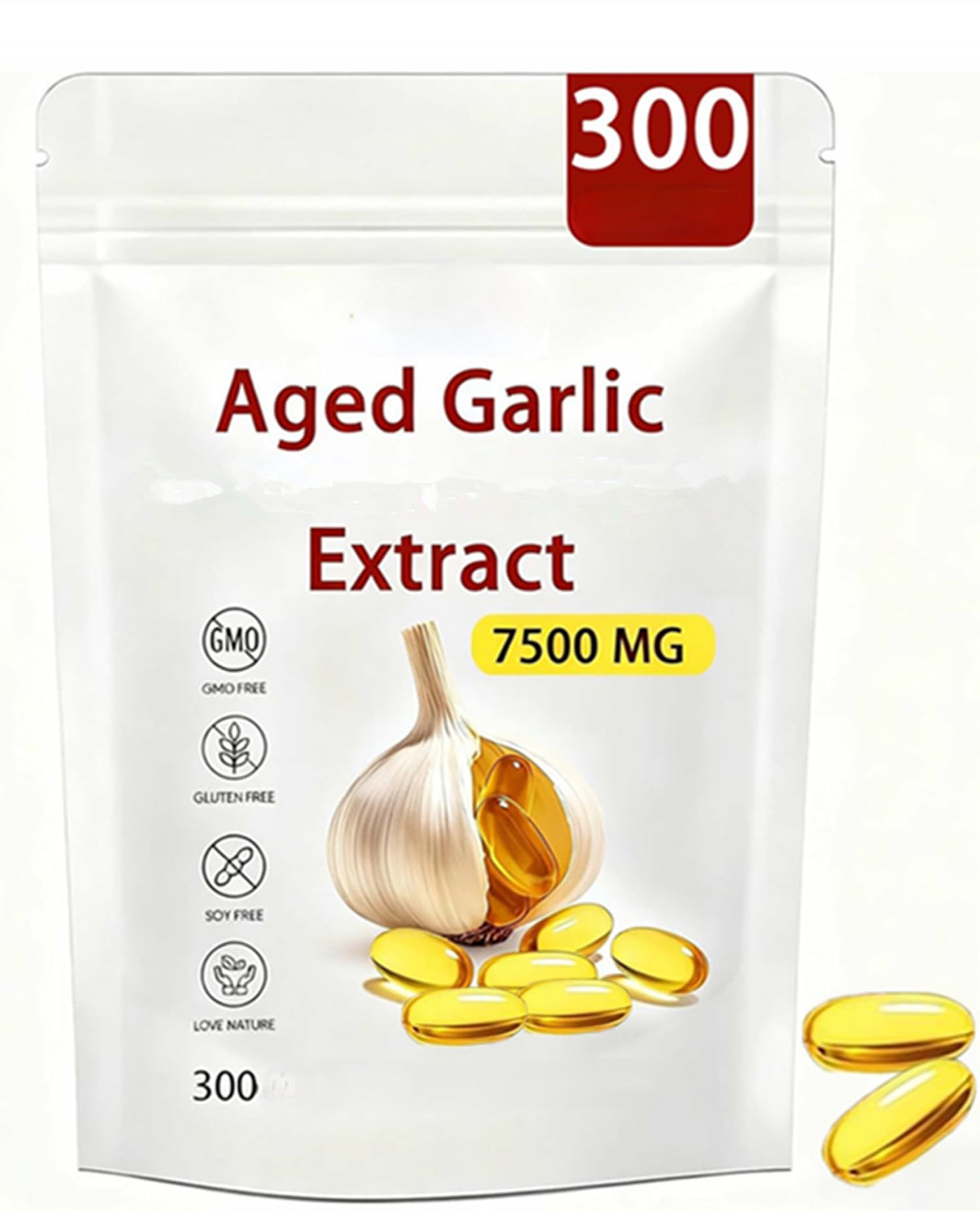 Estratto di aglio invecchiato - 7500 mg Estratto di aglio biologico inodore, completamente naturale, 300 pezzi/confezione (2)