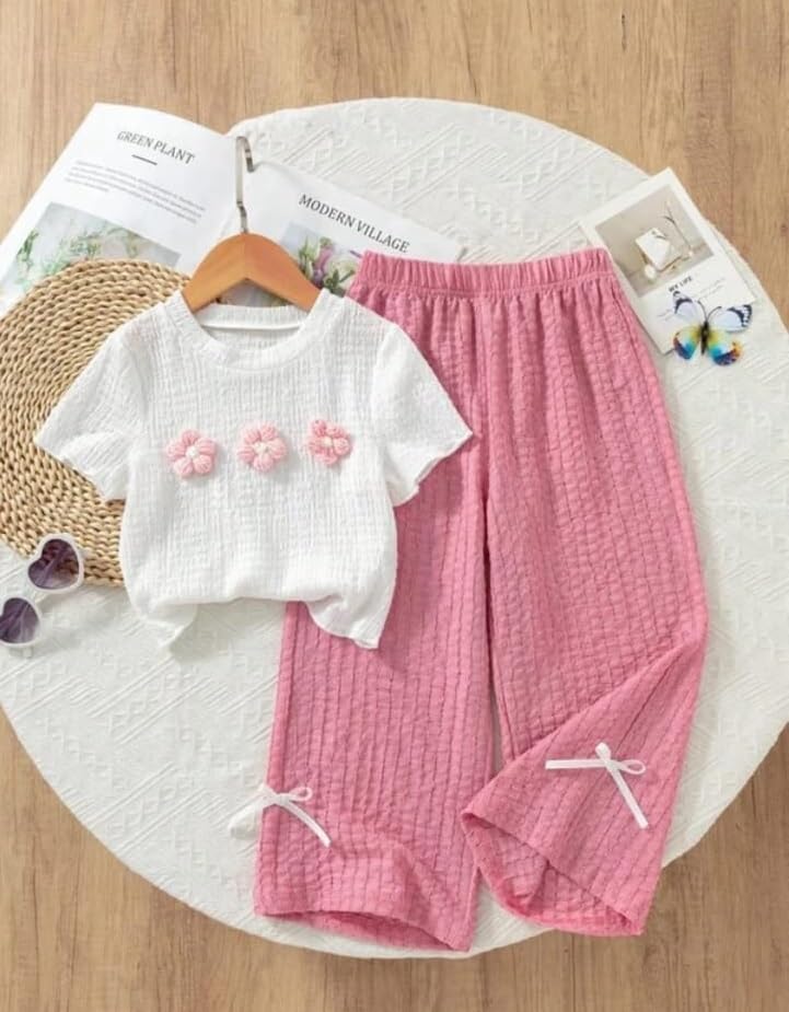 Image of Girls Cotton Blend Clothing Set Soft & Breathable Top and Bottom Outfit for Girls Comfortable Casual & Party Use Kids Dress Set