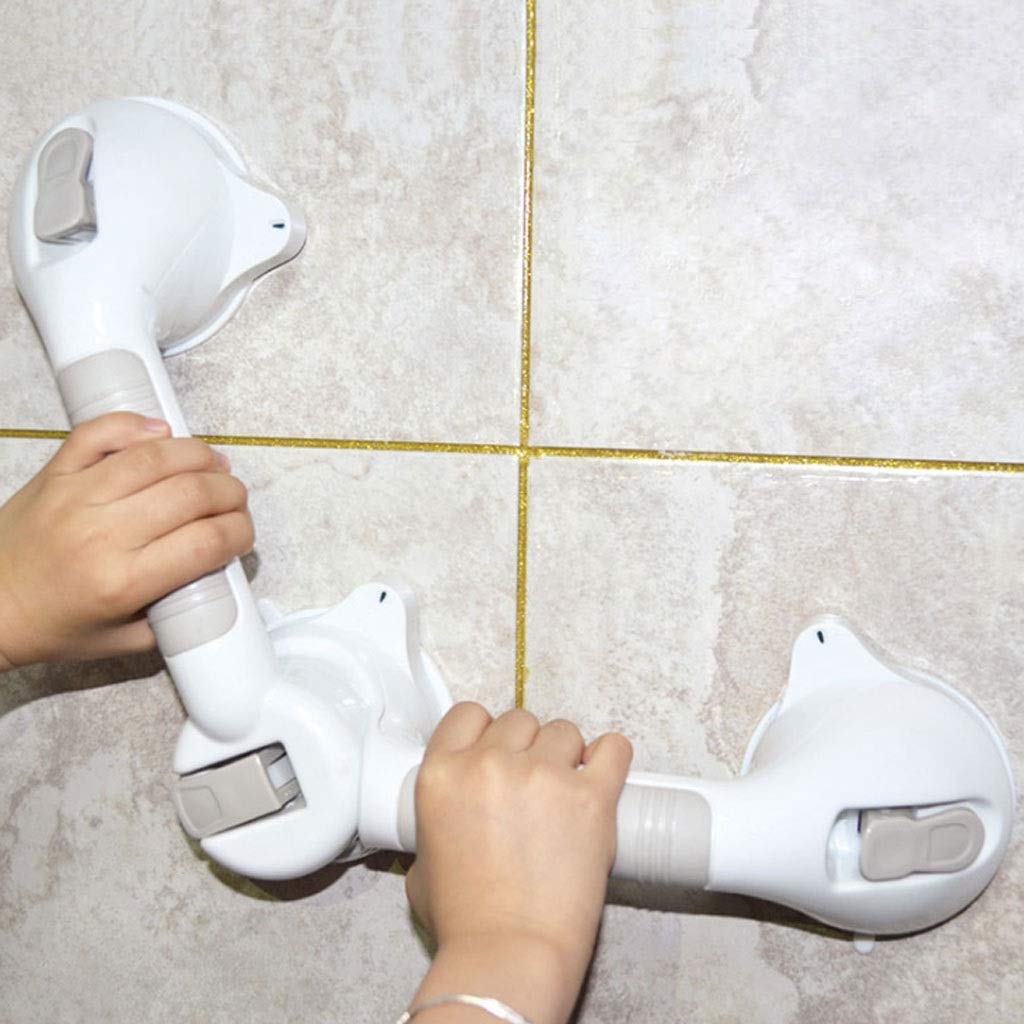 Asidero para el baño Asidero for El Baño,Fuerte Ventosa Baño Niño Anciano Antideslizante La Seguridad Nudo Doble Alargar Asa Seguridad (Color : Silver)