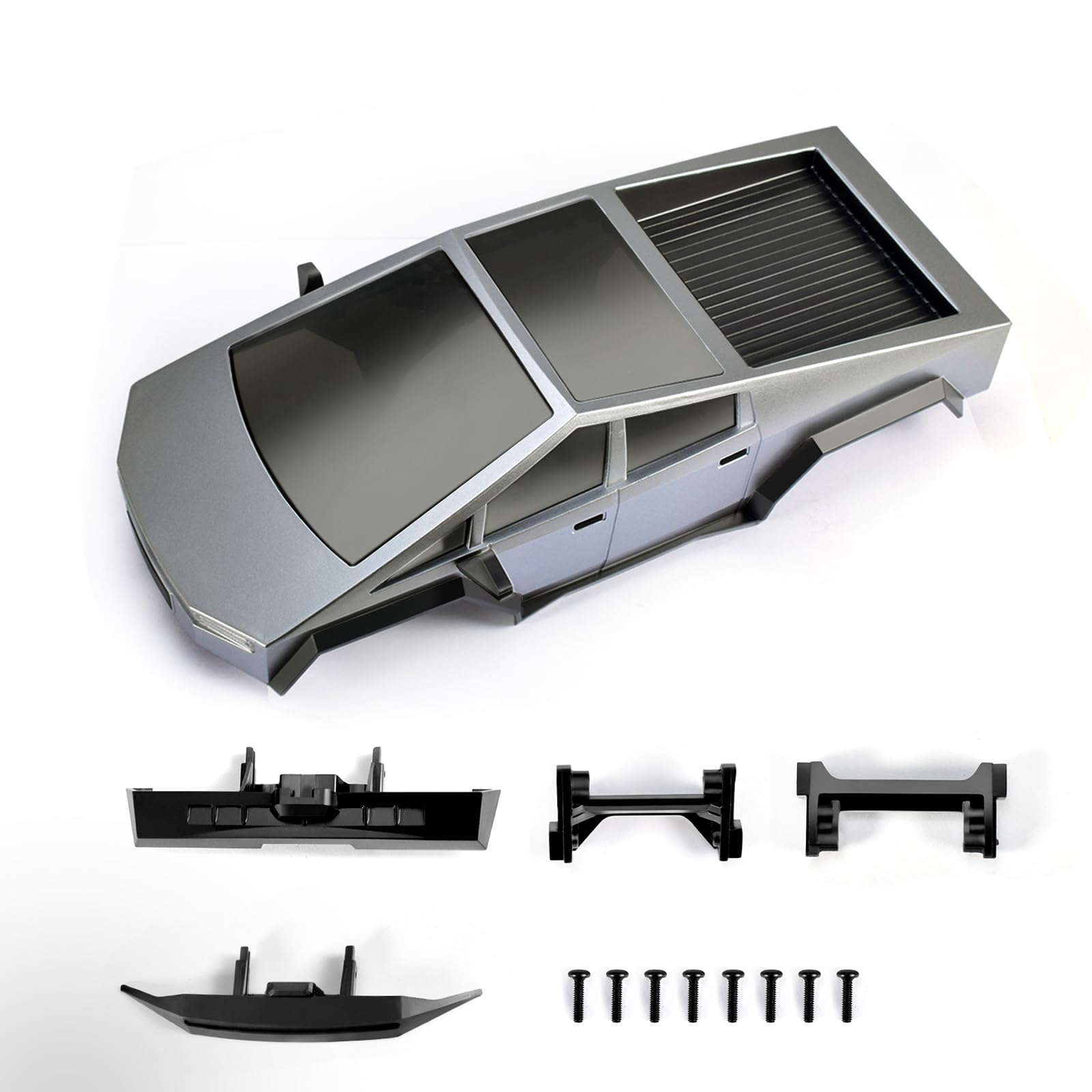 RC Car Shell Pickup Hard Body Shell with Front Rear Bumpers for TRX4M Bronco Defender 1/18 RC Crawler Chassis (Gray)