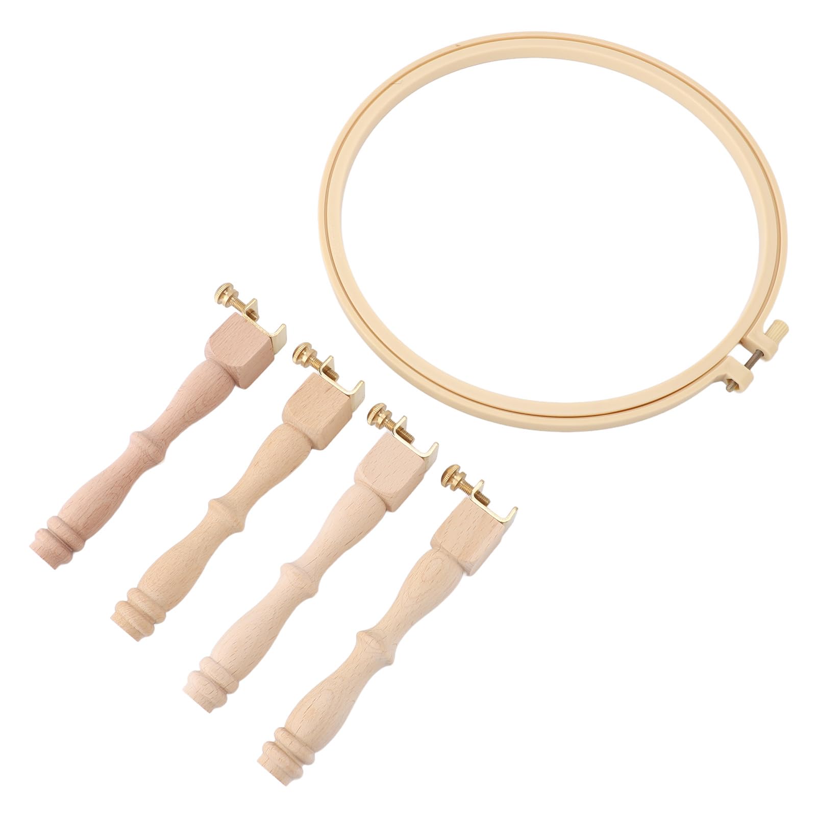 Embroidery Hoop Stand, Desktop Embroidery Stand with 4 Legs Hands Cross Stitch Stand Height Adjustment Wooden Frame Cross Stitch Hoop Holder for Home