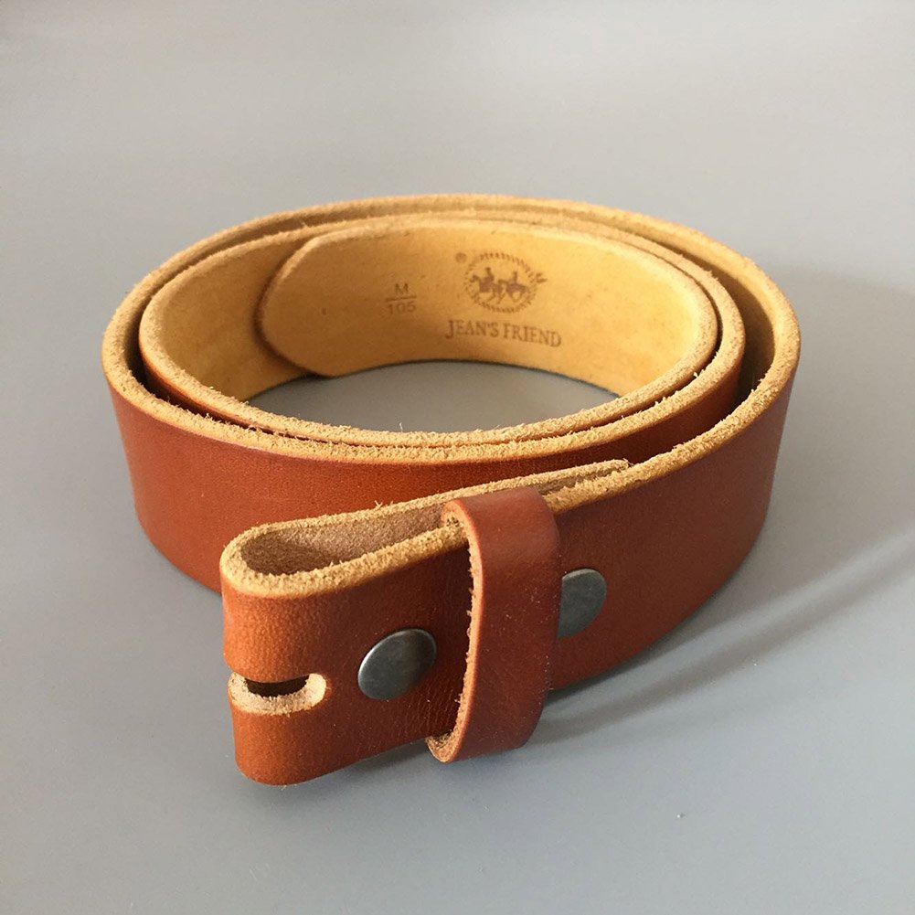 JEAN'S FRIEND Yellow Brown Color Western Cowboy Vintage Snap On Leather Belt Gurtel (S 37 inches 95 cm)
