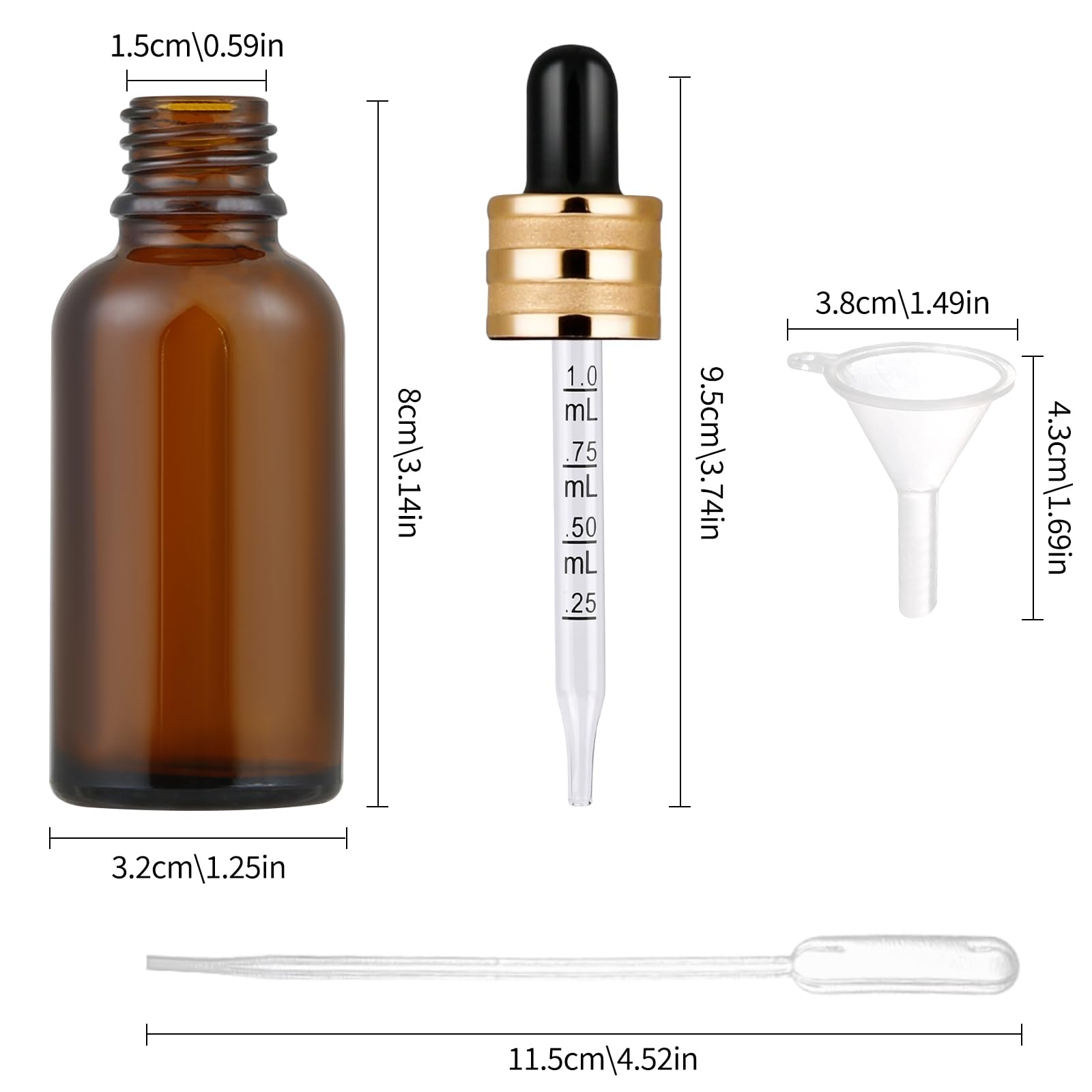 24 Bottiglie Contagocce In Vetro Ambrato Da 30ml - Ideali Per Oli Essenziali E Aromaterapia - Foto 12