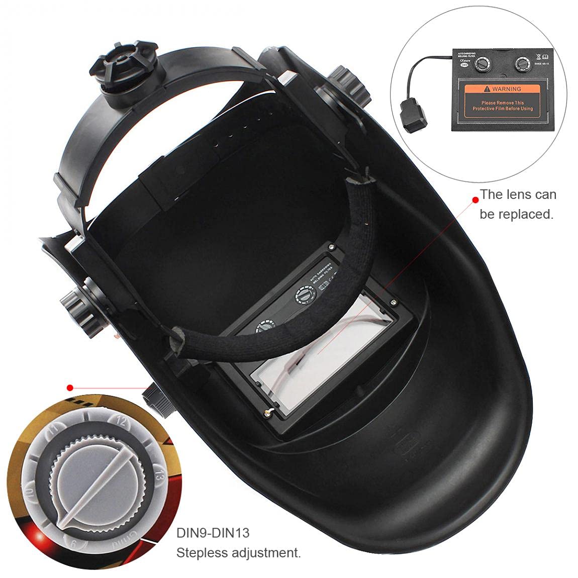 Cagoule Soudure,Masque Soudure Casques de soudage Ajustez Les Casquettes de soudage de meulage Automatique Solar Auto/Masque de Visage/Masque de soudage électrique/Bouchon de Soudure