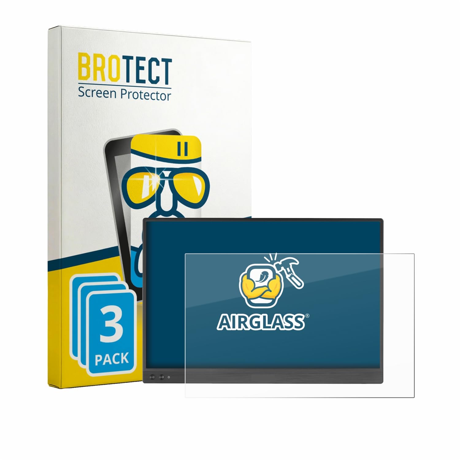 brotect Pellicola Protettiva Vetro per ASUS ZenScreen MB16NCG Protezione Schermo (3 Pezzi) [Durezza Estrema 9H, Chiaro]