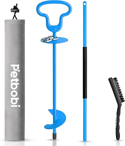 Petbobi Estaca de amarre resistente para perros, anclaje para perro para patio exterior, campamento, playa, estaca portátil a prueba de óxido con