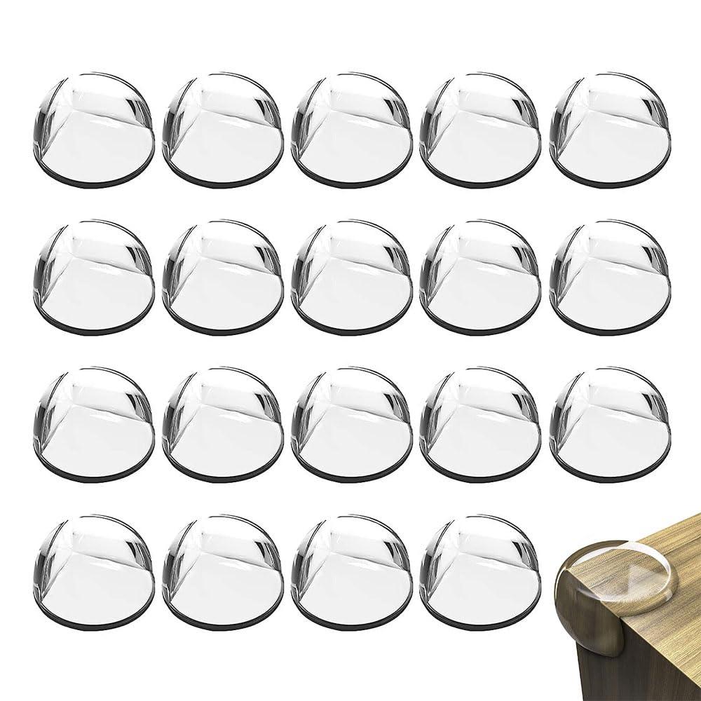 JZS 20 Pcs Corner Protector for Baby, Protectors Guards, Furniture Corner Guard & Edge Safety Bumpers, Baby Proof Bumper Cushion, Clear & Transparent (Round)