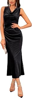 Damen Herbst Samt Abendkleider Ärmellos Maxi Wickelkleid