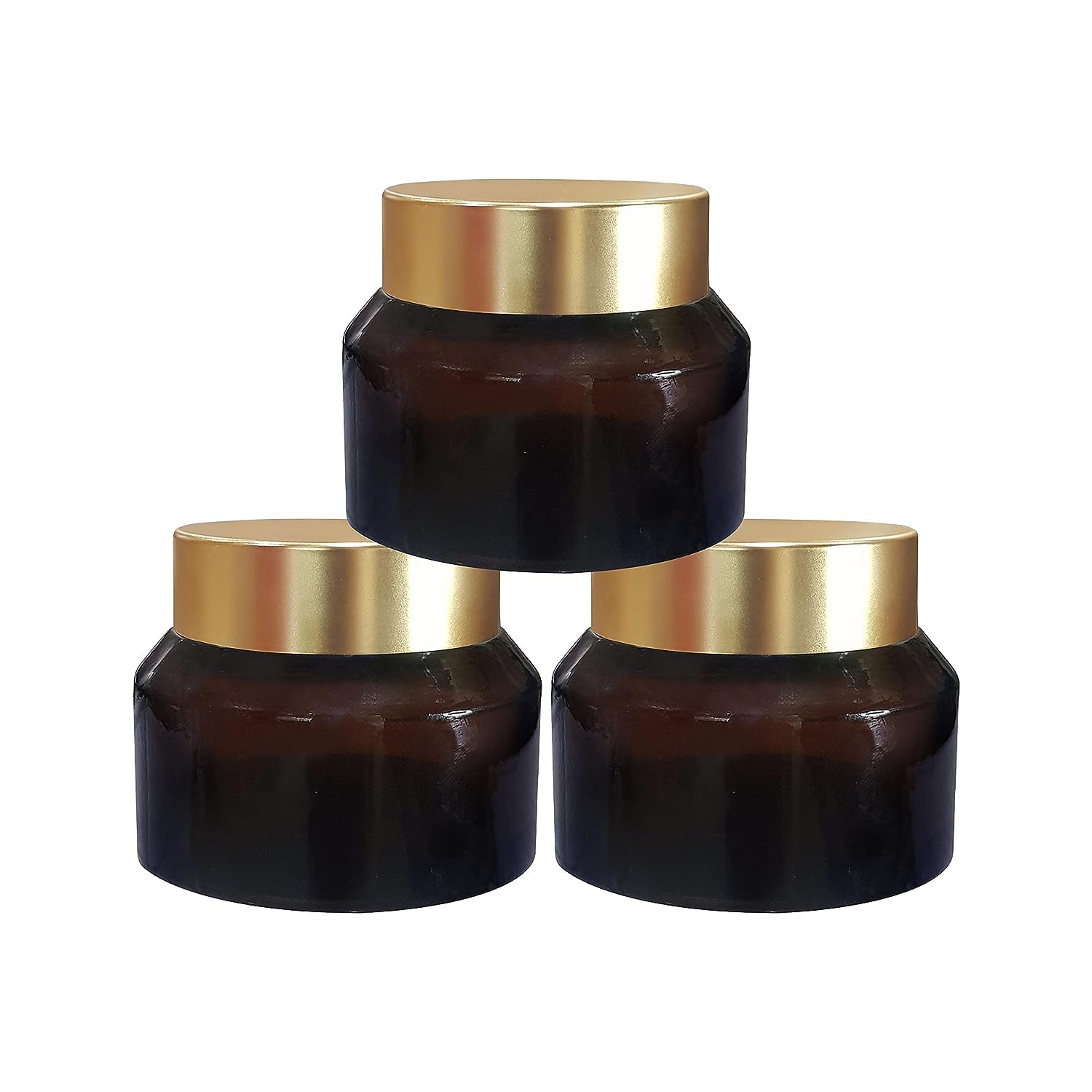B.H.Industry Glass Jars | Small Containers for Cosmetics, Lip Balm Containers, Amber Dark Color Jar with Gold Cap - 50gm (Pack of 5)-image-46
