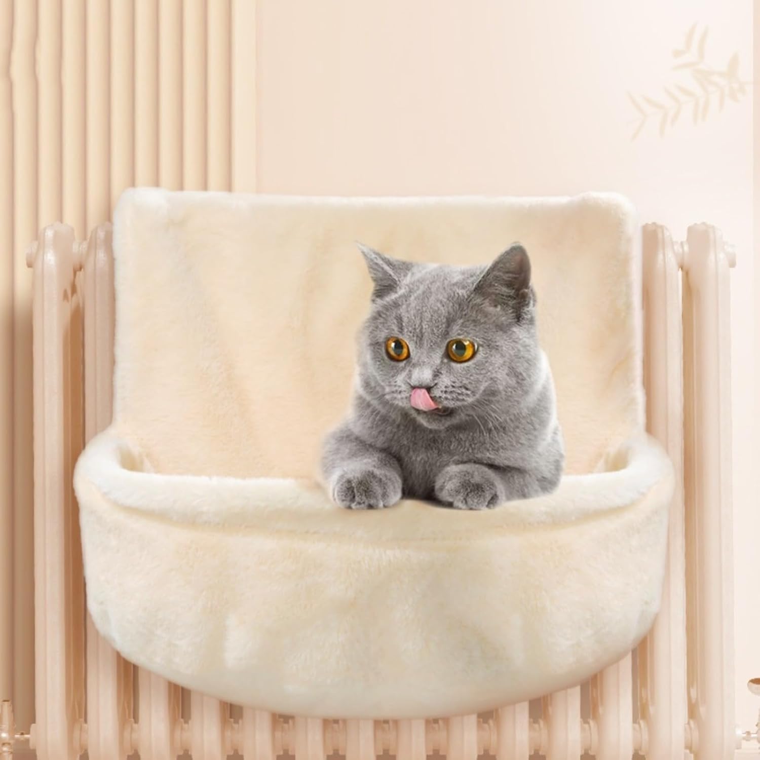 Genérico Cama colgante para gatos – Hamaca para colgar en el radiador de felpa, suave caliente y extraíble lavable para gatitos y animales de compañía