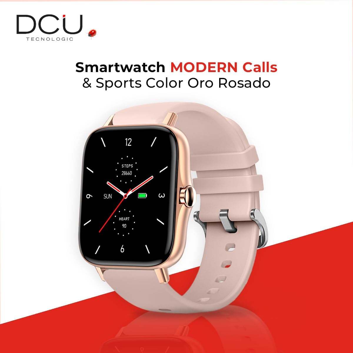 DCU TECNOLOGIC Smartwatch moderno chiamate smart watch notifiche e chiamate app 8 modalità sportive ip67 2 cinturini in metallo oro rosa+silicone rosa DCU TECNOLOGIC Smartwatch moderno chiamate smart watch notifiche e chiamate app 8 modalità sportive ip67 2 cinturini in metallo oro rosa+silicone rosa