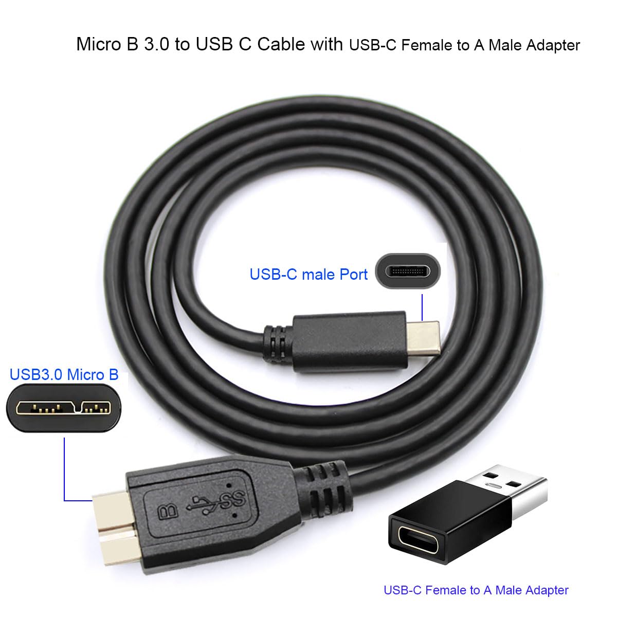Amazon.com: 2IN1 External Hard Drive Cable 1.6FT,Super Speed Micro