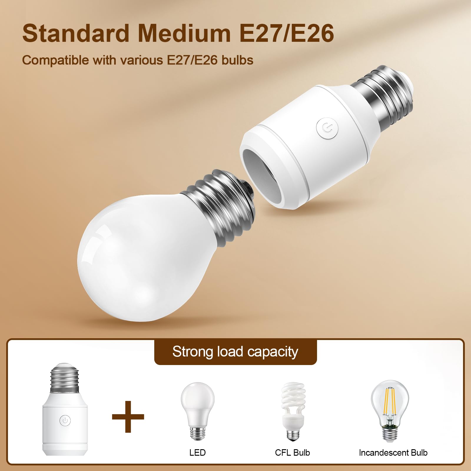 Wireless Light Switch, AC 80~275V Screw Lamp Holder with Portable Cordless RF Switch - Image 2