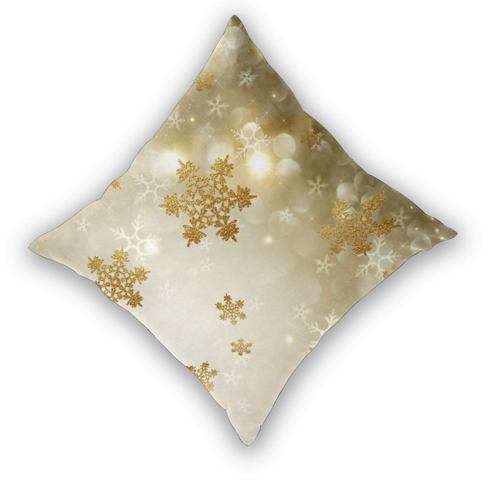 Set di 2 federe decorative in seta dorata con stampa natalizia