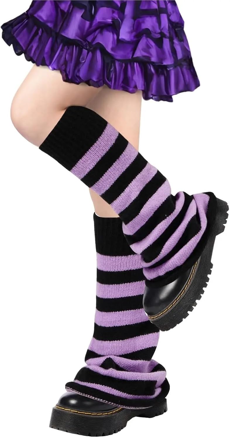 Leg Warmers 2pairs Autumn and Winter Cute Girls' Knee-High Leg Covers Legs Covers Cute Knitted Legs Warmers for Women(WZ015-BK)