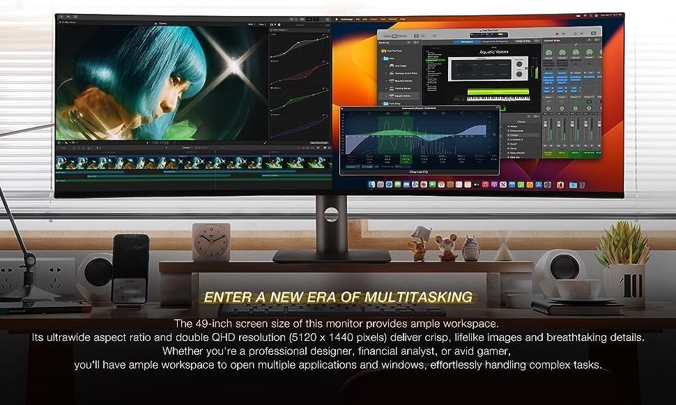 Image of YOGAES 49 Inch Wide Dual QHD (5120x1440) IPS Surface Game Display,144Hz, 49 Inch montior. HDR 400, Hidden Inside, USB-C, Interchangeability VESA100*100mm, Tilt Height Adjustment Possible (144HZ)