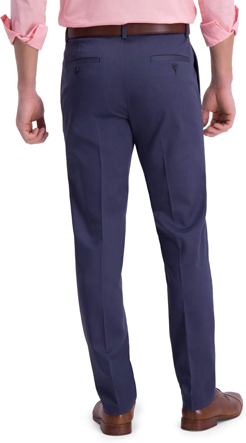 Haggar Men's Iron Free Premium Khaki Slim-Straight Fit Flat Front Expandable Waist Casual Pant - Image 3