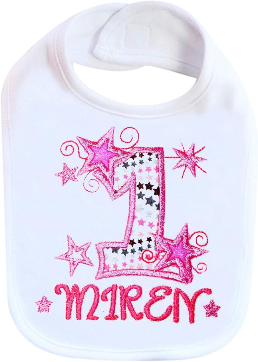 First Birthday Baby Girl Bib Personalized with Baby Custom Name