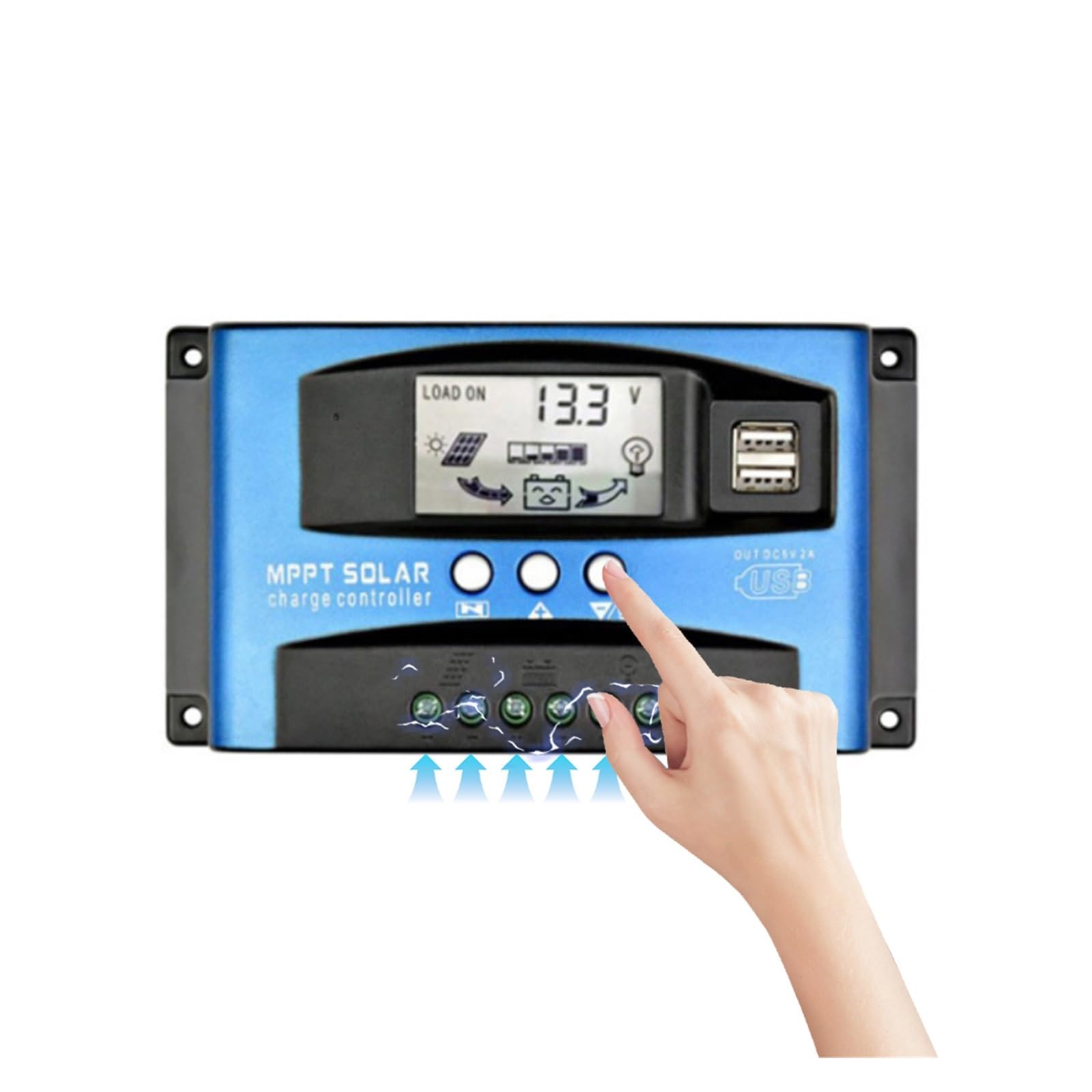 Solarregler, MPPT Solarladeregler LCD-Anzeige 30A 40A 50A 60A 100A Solarpanel-Batterieregler Dual USB 12V 24V Solarregler(50A)